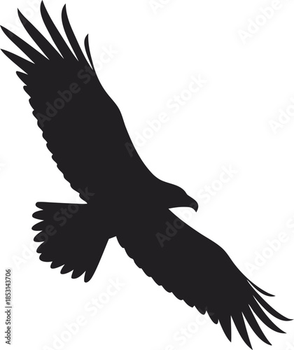 Black Eagle Silhouette in Aggressive Attack Pose