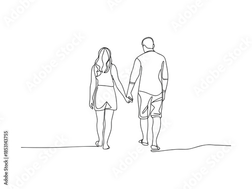 Couple Walking Together Line
