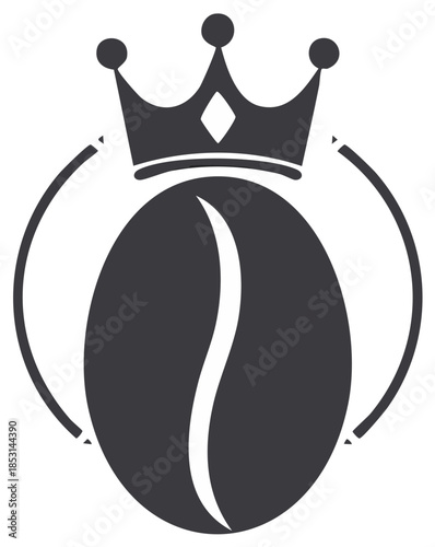 Crowned Coffee Bean Royalty Premium Grade Cafe Shop Icon Graphic Symbol