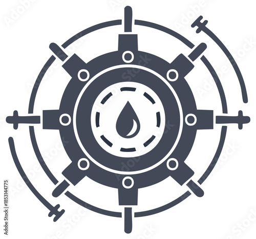 Oil and Gas Industry Icon Representing Offshore Drilling Operations and Energy Production Vector