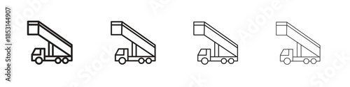 Gangway truck icons, Set of linear icons. Black linear palm icons