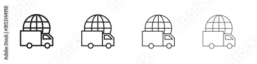 Global Logistic icons, Set of linear icons. Black linear palm icons