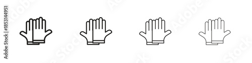 Gloves icons, Set of linear icons. Black linear palm icons