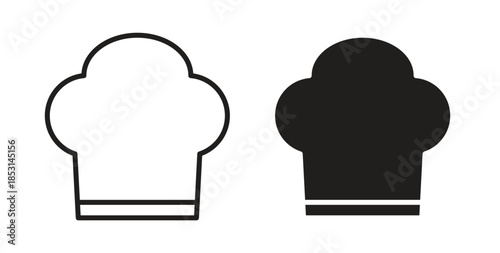 Chef hat icons. thin line and glyph vector icons pack on white background