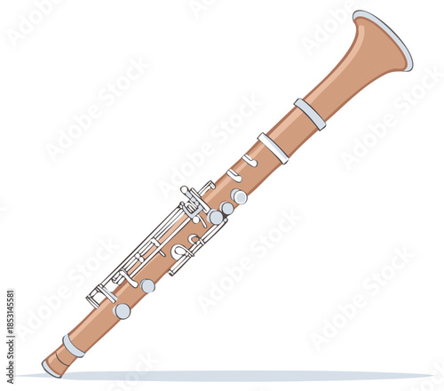 Detailed Vector Illustration of a Classic Clarinet Musical Woodwind Instrument