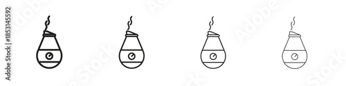 Humidifier icons, Set of linear icons. Black linear palm icons