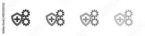 Immune system icons, Set of linear icons. Black linear palm icons