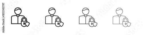Information Security Analyst icons, Set of linear icons. Black linear palm icons