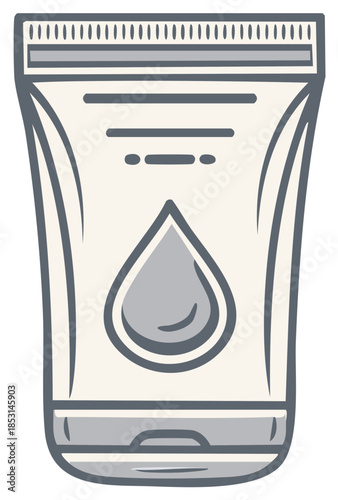 Stylized Illustration of a Squeeze Tube Dispensing a Drop of Product