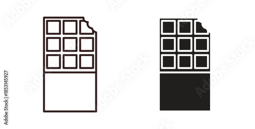 Chocolate icons. thin line and glyph vector icons pack on white background