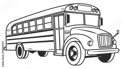 Vector illustration black and white school bus illustration