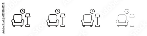 Lounge icons, Set of linear icons. Black linear palm icons
