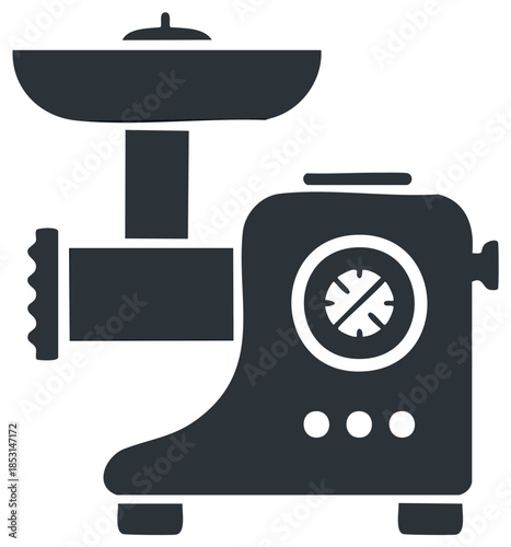 Electric meat grinder glyph icon. Kitchen appliance for mincing and food preparation, simple vector silhouette.