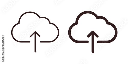 Cloud upload icons. thin line and glyph vector icons pack on white background