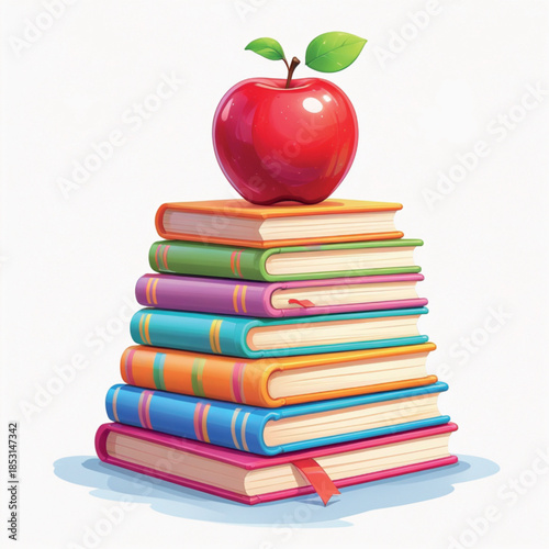 Back to School Education Symbol with Apple and Books