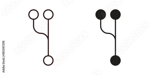 Code branch icons. thin line and glyph vector icons pack on white background