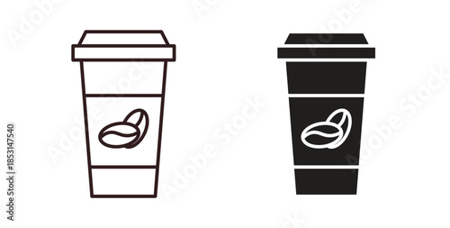 Coffee icons. thin line and glyph vector icons pack on white background