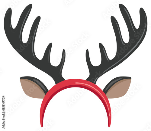 Festive cartoon reindeer antler headband with ears for a Christmas party costume