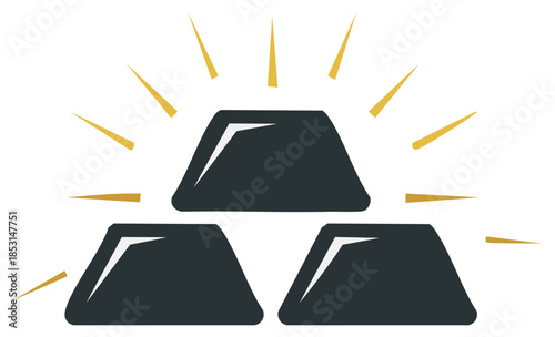 Gold bullion bars with radiating golden rays, symbolizing wealth and investment.