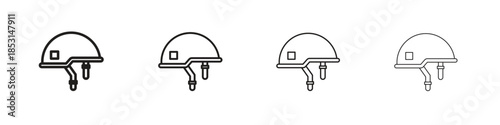 Military Helmet icons, Set of linear icons. Black linear palm icons