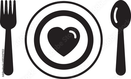 Dinner setting with heart