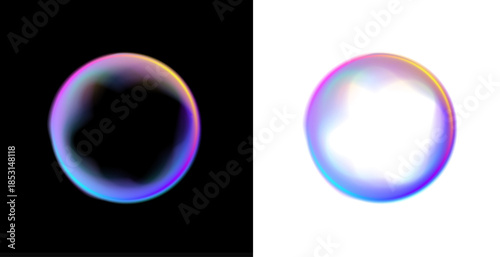 фотографія Gradient liquid neon bubble floats inside a smooth circular PNG frame
