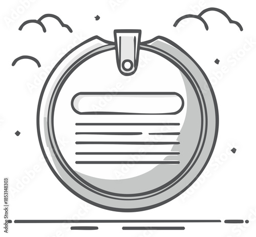 Illustration of an ID badge for work or business, gray tones and clean lines