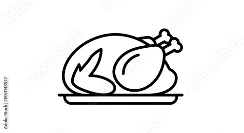 Roasted whole chicken or turkey icon for food and dining designs Vector