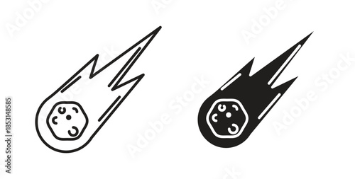 Comet icons. thin line and glyph vector icons pack on white background