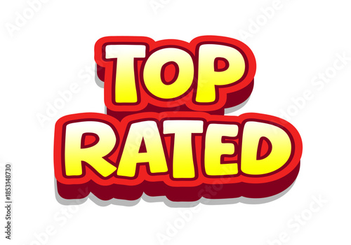 Colorful text design featuring the words Top Rated in playful font