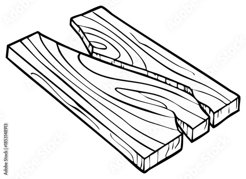 Simple drawing of slotted wooden bars or planks showing the woodgrain pattern