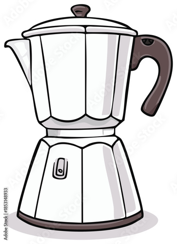 Classic Electric Moka Pot Coffee Maker Illustration for Rich Espresso Brewing