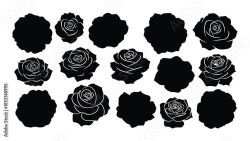 Elegant black rose collection a beautiful floral arrangement silhouette
