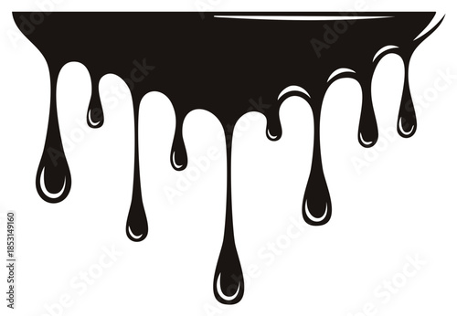 Black Paint Dripping Abstract Vector Graphic Decoration
