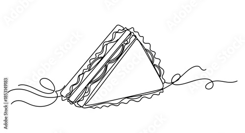 Continuous line drawing of a delicious triangular sandwich, perfect for a quick snack or light meal Vector