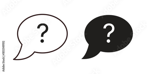 Comment question icons. thin line and glyph vector icons pack on white background