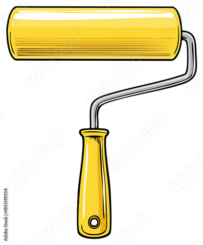 Vibrant Yellow Paint Roller with Smooth Application for Painting Projects