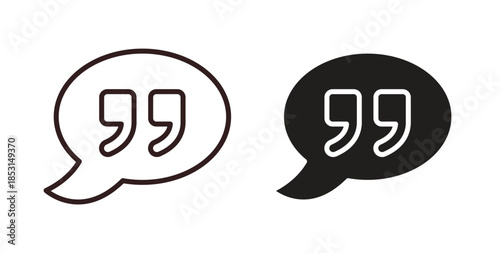 Comment quote icons. thin line and glyph vector icons pack on white background