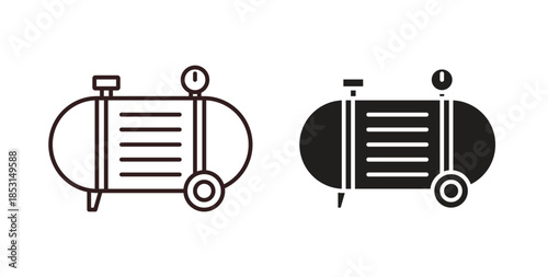 Compressor icons. thin line and glyph vector icons pack on white background
