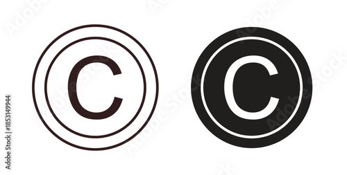 Copyright icons. thin line and glyph vector icons pack on white background