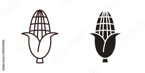 Corn icons. thin line and glyph vector icons pack on white background