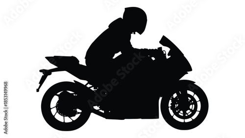 Motorcycle rider in motion a dynamic black and white silhouette