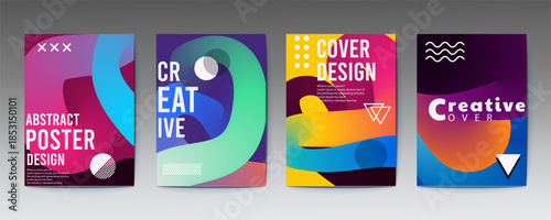 Abstract poster and cover design templates with colorful geometric shapes
