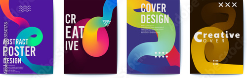 Abstract poster and cover design templates with colorful graphics