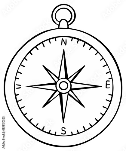 Free Download Hand drawn compass symbol showing cardinal directions north south east west simple line art illustration - GFXLoad