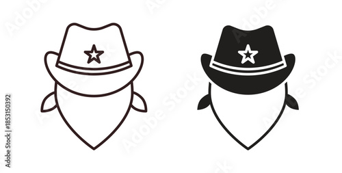 Cowboy icons. thin line and glyph vector icons pack on white background
