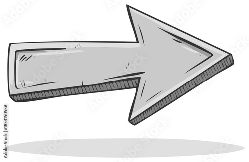 Cartoon Illustration of a Pointing Arrow Directional Symbol