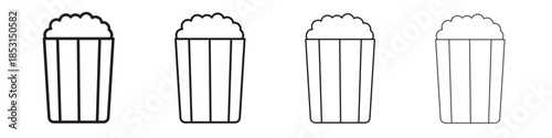 Popcorn icons, Set of linear icons. Black linear palm icons