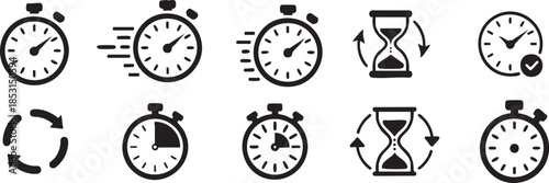 Timers' icon set on transparent background. Stopwatch symbol. countdown Timer vector illustration