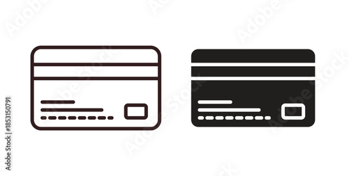 Credit card icons. thin line and glyph vector icons pack on white background